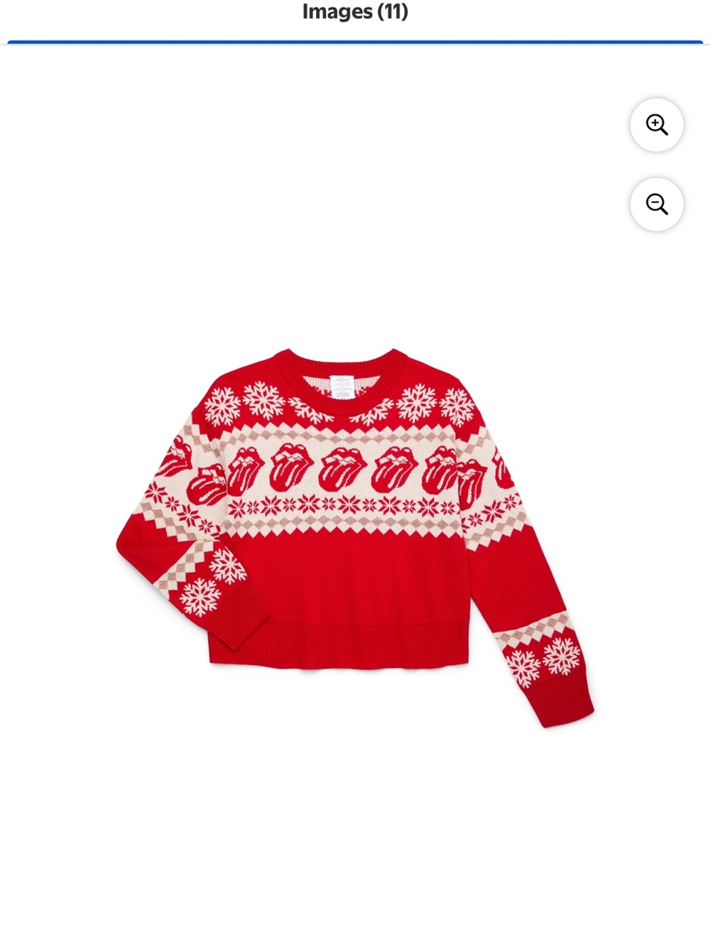 NWT The Rolling Stones Fair Isle Girls Holiday Sweater S Red (Size 14/16).